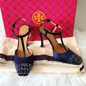 Tory Burch Metal Toe T-Strap Pump